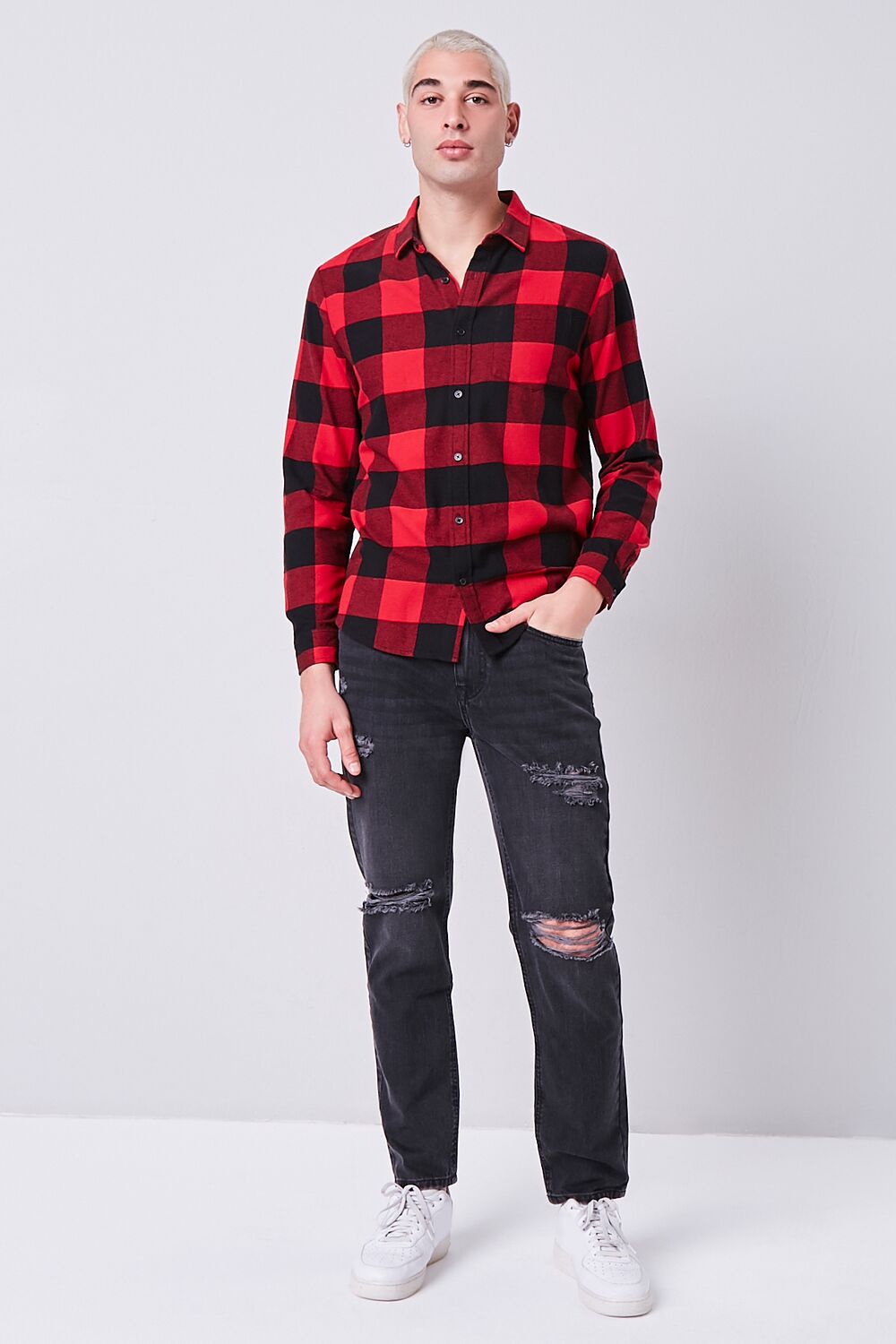 Distressed Straight-Leg Jeans