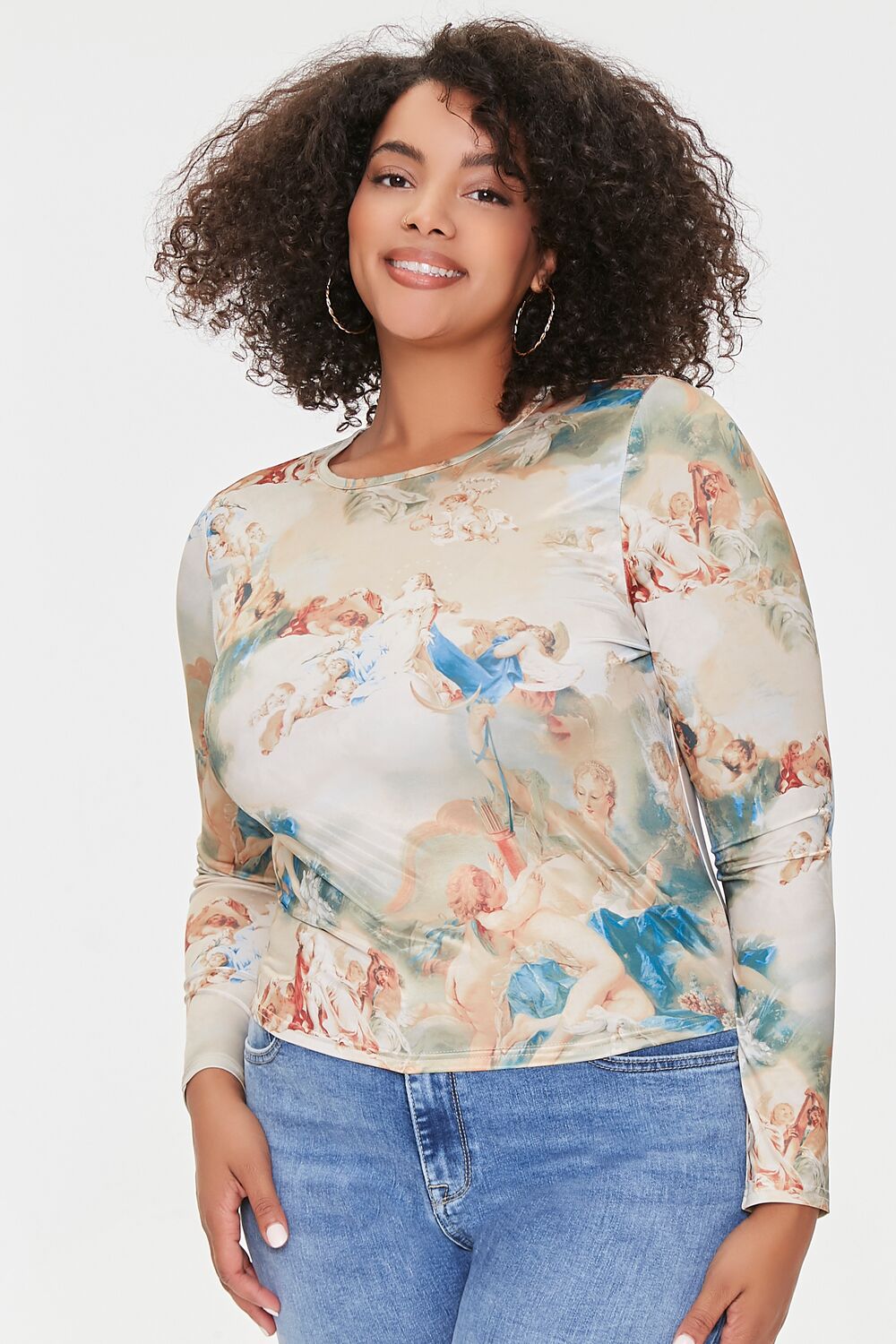 Plus Size Renaissance Print Top