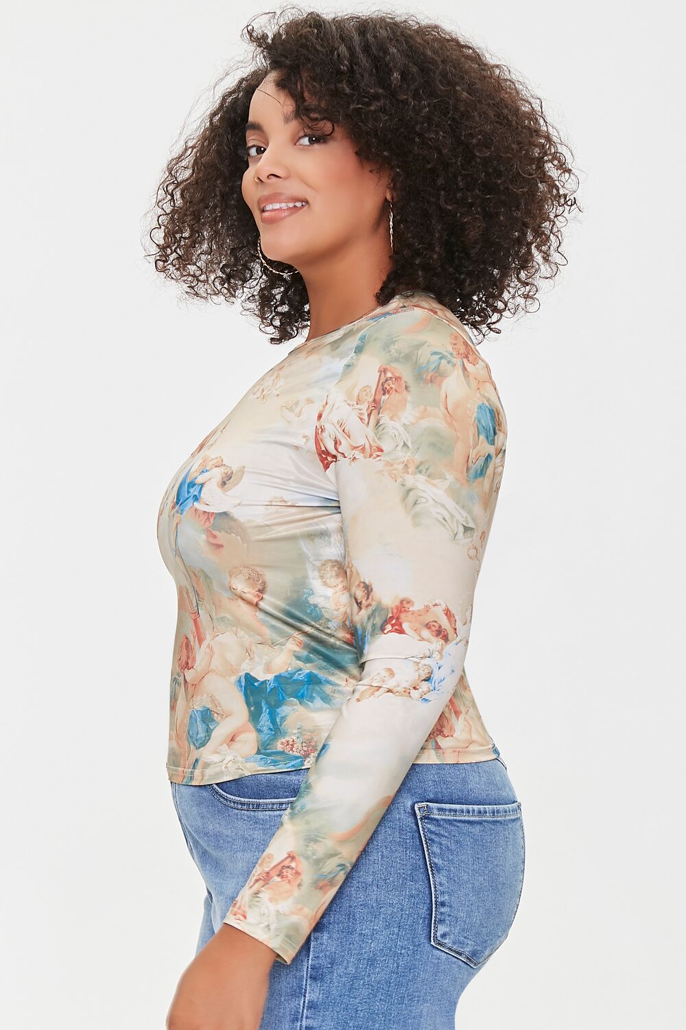 Plus Size Renaissance Print Top