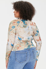 Plus Size Renaissance Print Top