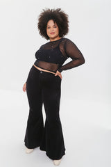 Plus Size Mesh Faux Pearl Top