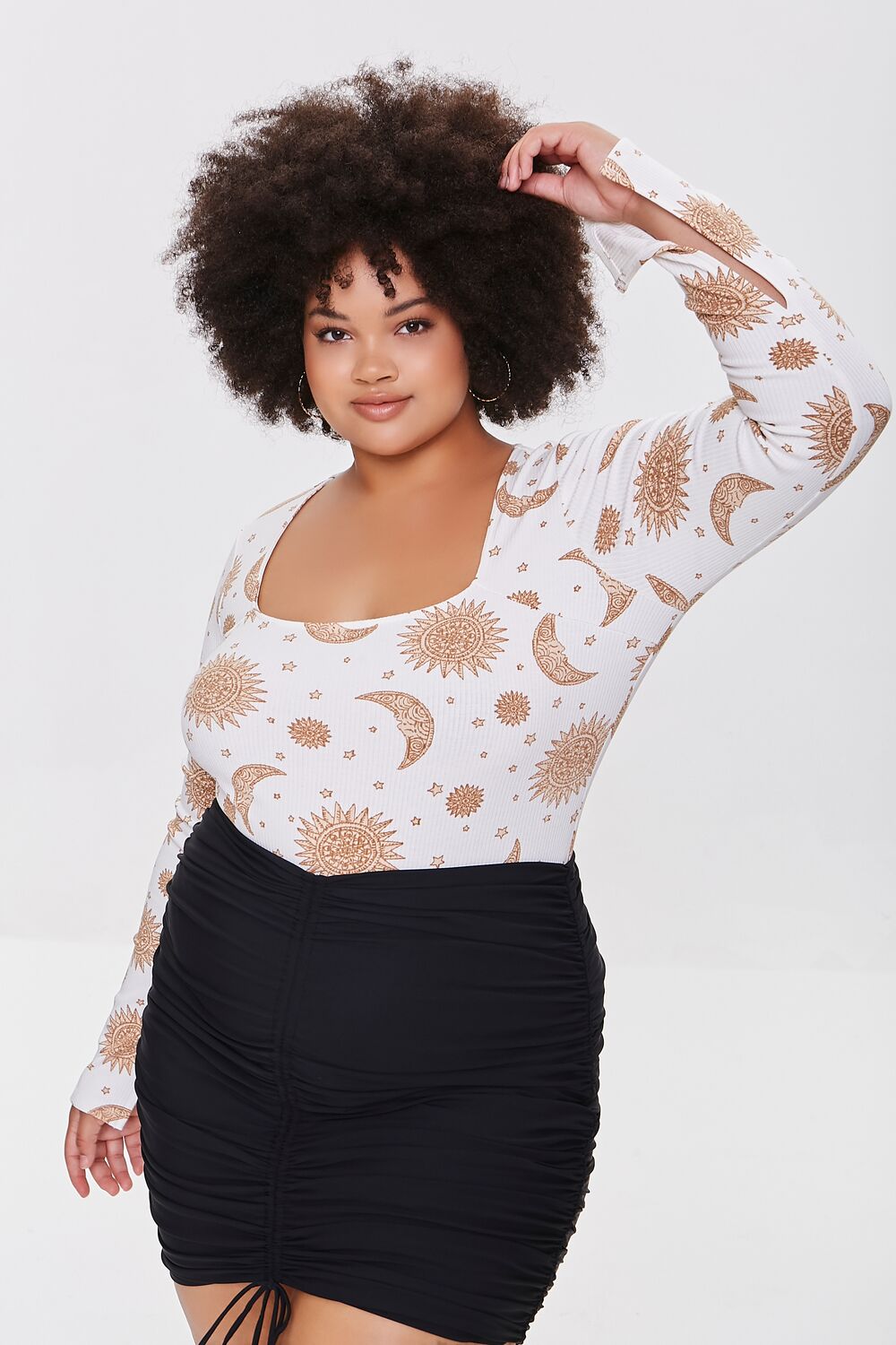 Plus Size Celestial Print Bodysuit