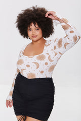 Plus Size Celestial Print Bodysuit