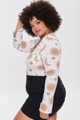 Plus Size Celestial Print Bodysuit