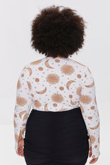 Plus Size Celestial Print Bodysuit