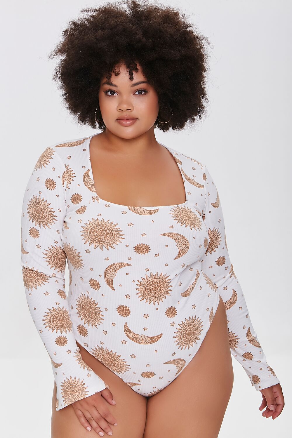 Plus Size Celestial Print Bodysuit