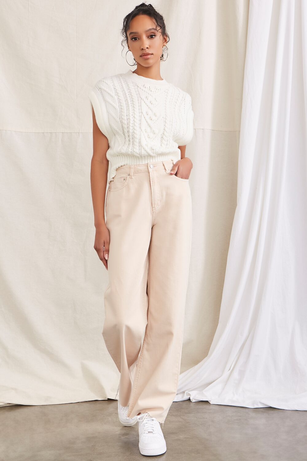 Raw-Cut Twill Pants