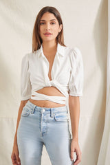 Wraparound Self-Tie Crop Top