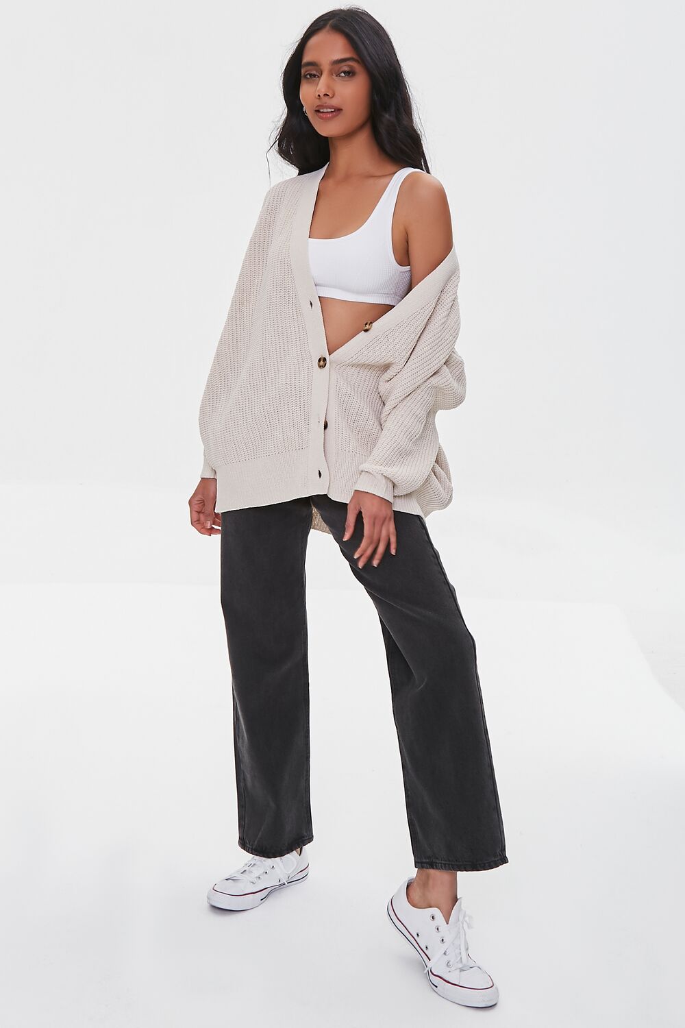 Ribbed Knit Cardigan Sweater
