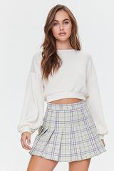 Lace-Up Plaid Mini Skirt