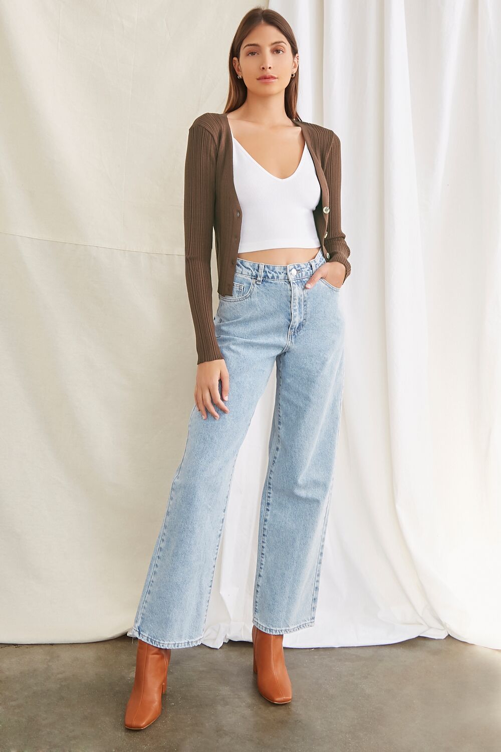 Ribbed Knit Cardigan Sweater