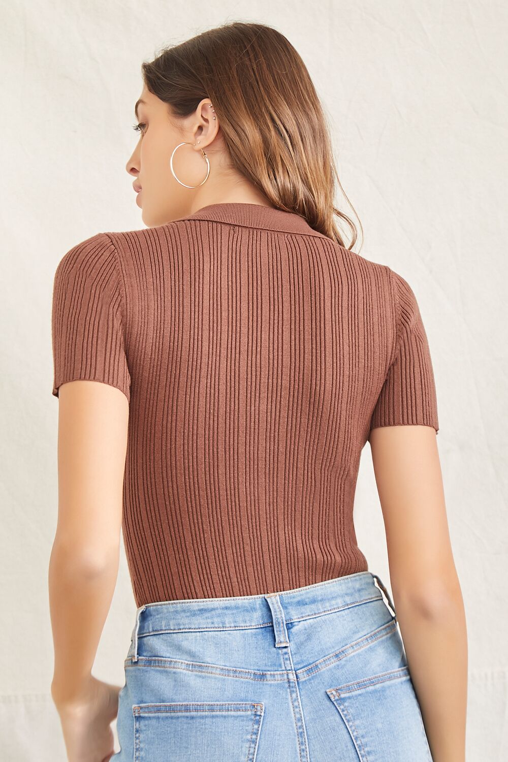 Collared Sweater-Knit Bodysuit