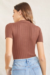 Collared Sweater-Knit Bodysuit