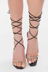 Curb Chain Lace-Up Stiletto Heels