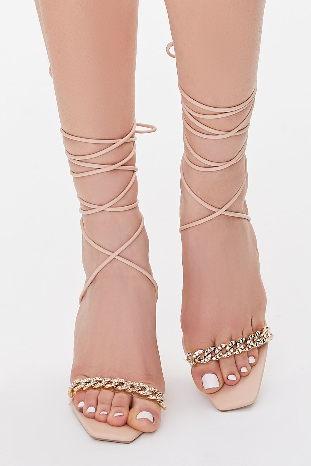 Curb Chain Lace-Up Stiletto Heels