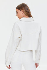 Corduroy Frayed Cropped Shacket