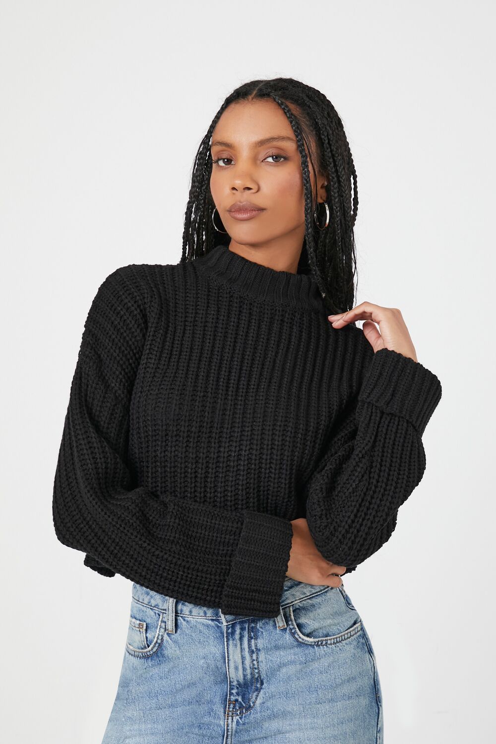 Drop-Sleeve Crew Sweater