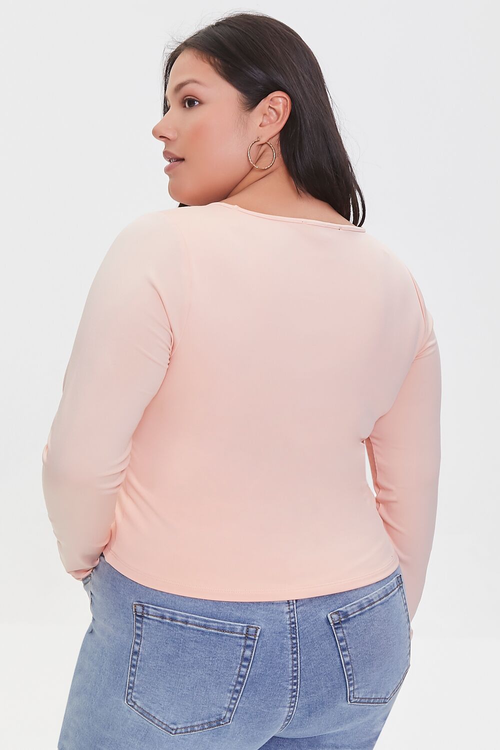 Plus Size Long-Sleeve Crop Top