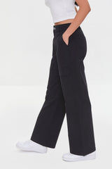 Twill Wide-Leg Cargo Pants