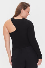 Plus Size One-Sleeve Cutout Top