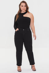 Plus Size One-Sleeve Cutout Top