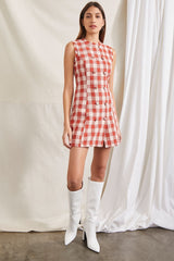 Double-Breasted Plaid Mini Dress