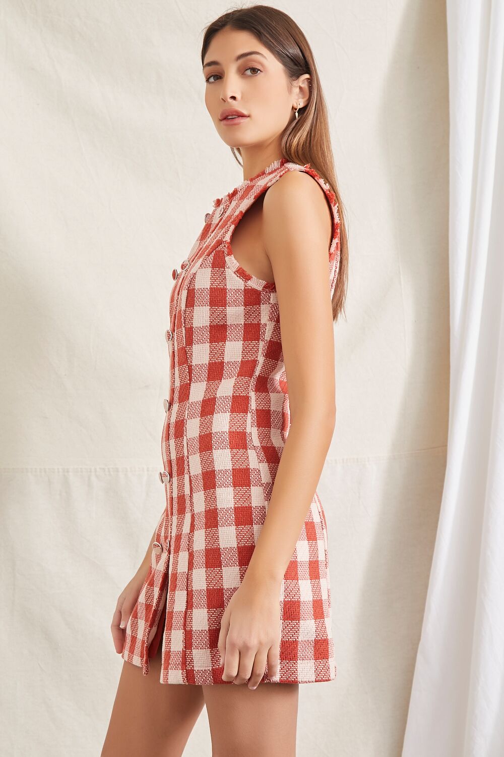 Double-Breasted Plaid Mini Dress