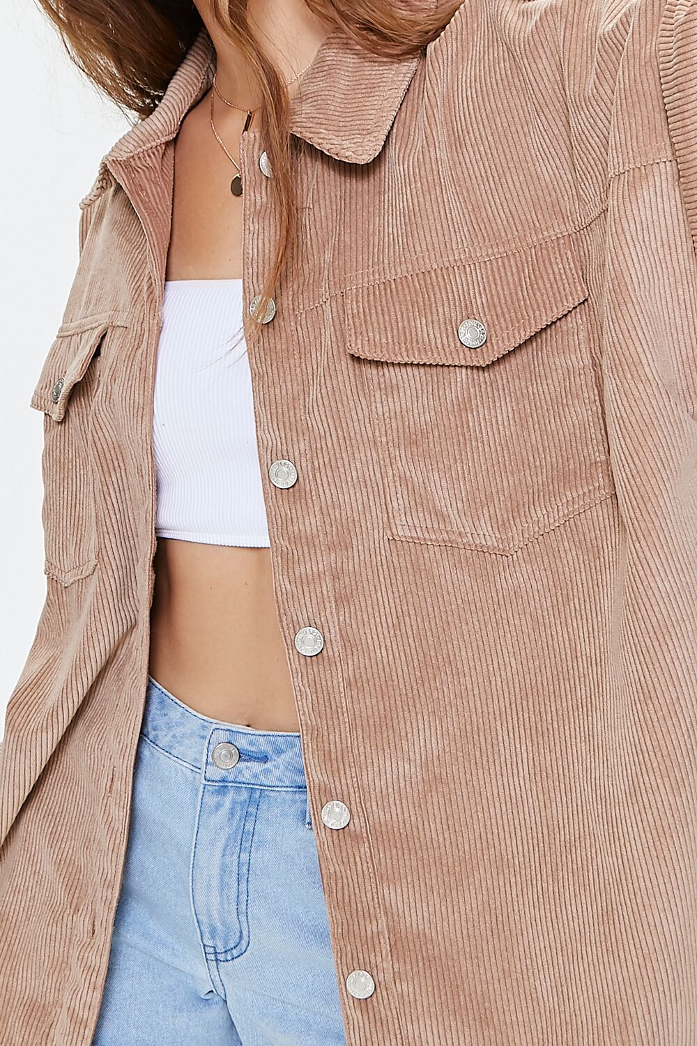 Corduroy Button-Front Shacket