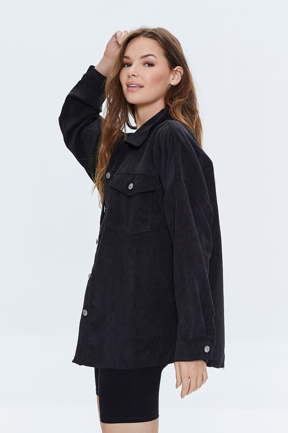 Corduroy Button-Front Shacket