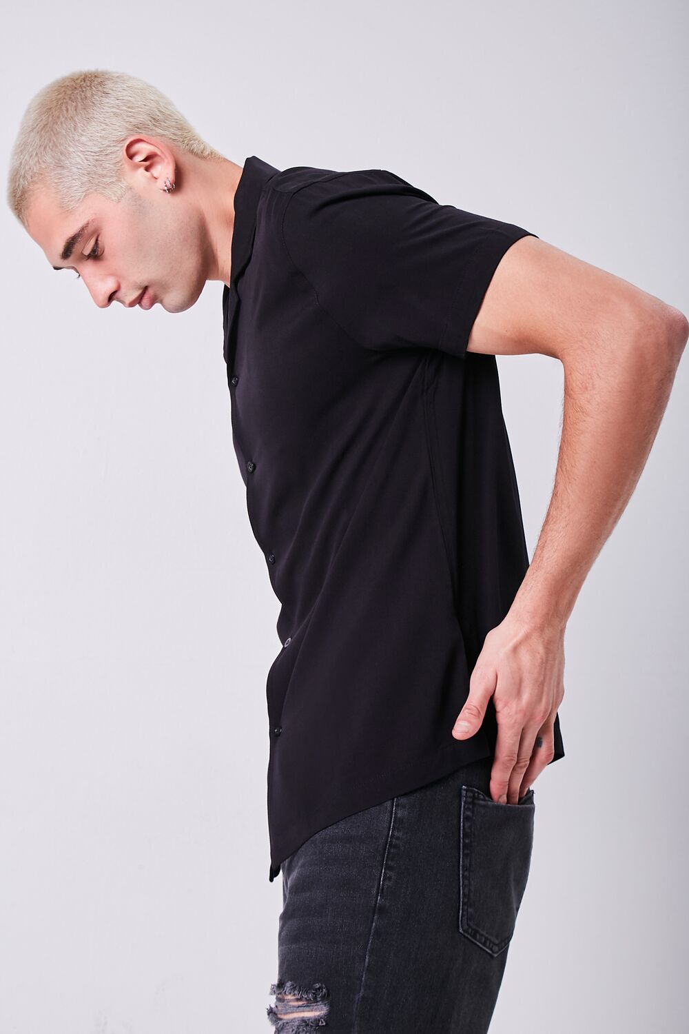Collared Button-Front Shirt