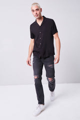 Collared Button-Front Shirt