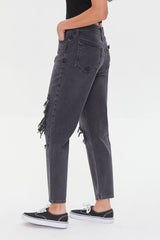 Recycled Cotton Distressed Mom Jeans