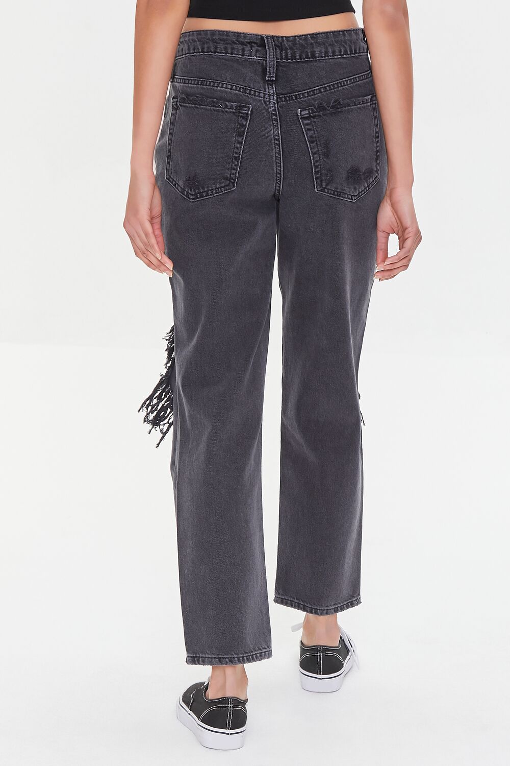 Recycled Cotton Distressed Mom Jeans