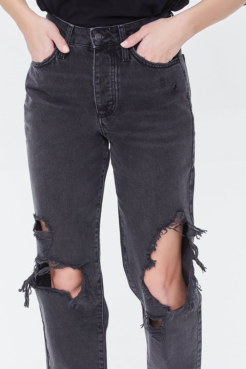 Recycled Cotton Distressed Mom Jeans