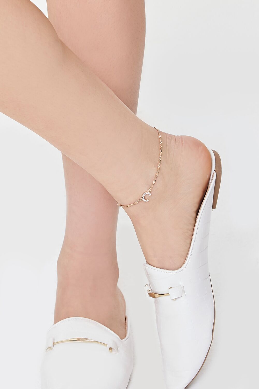 Rhinestone Initial Charm Anklet