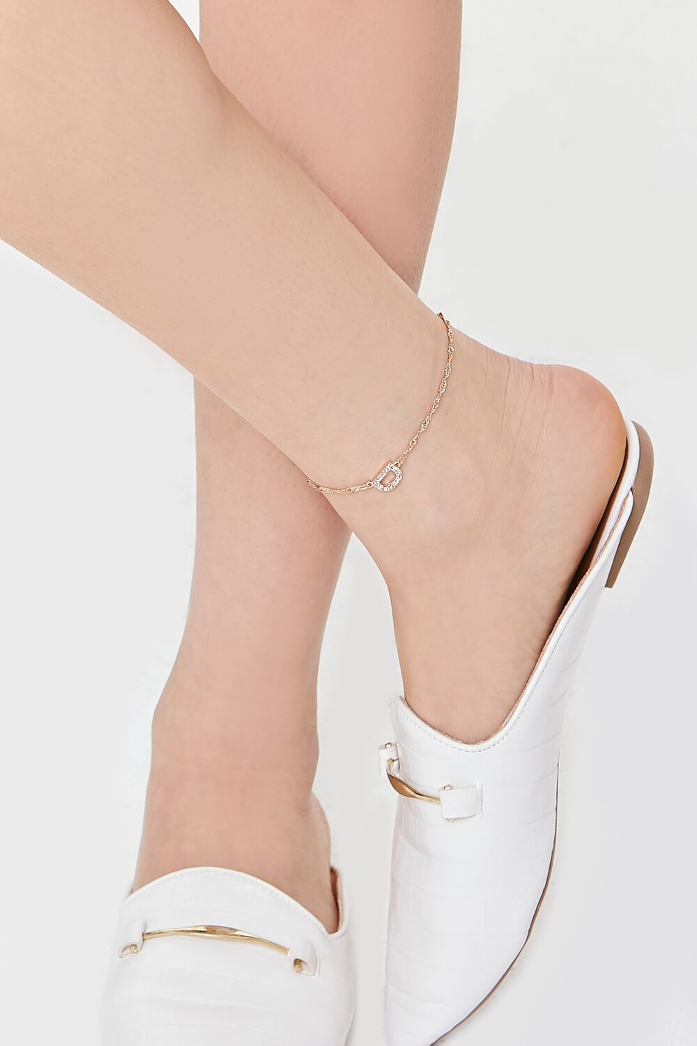 Rhinestone Initial Charm Anklet