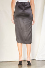 Satin Wraparound Self-Tie Skirt