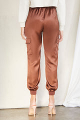 Satin Drawstring Ankle-Cut Joggers