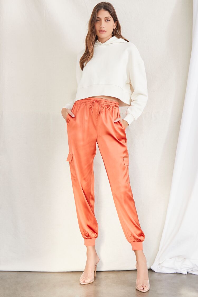 Satin Drawstring Ankle-Cut Joggers