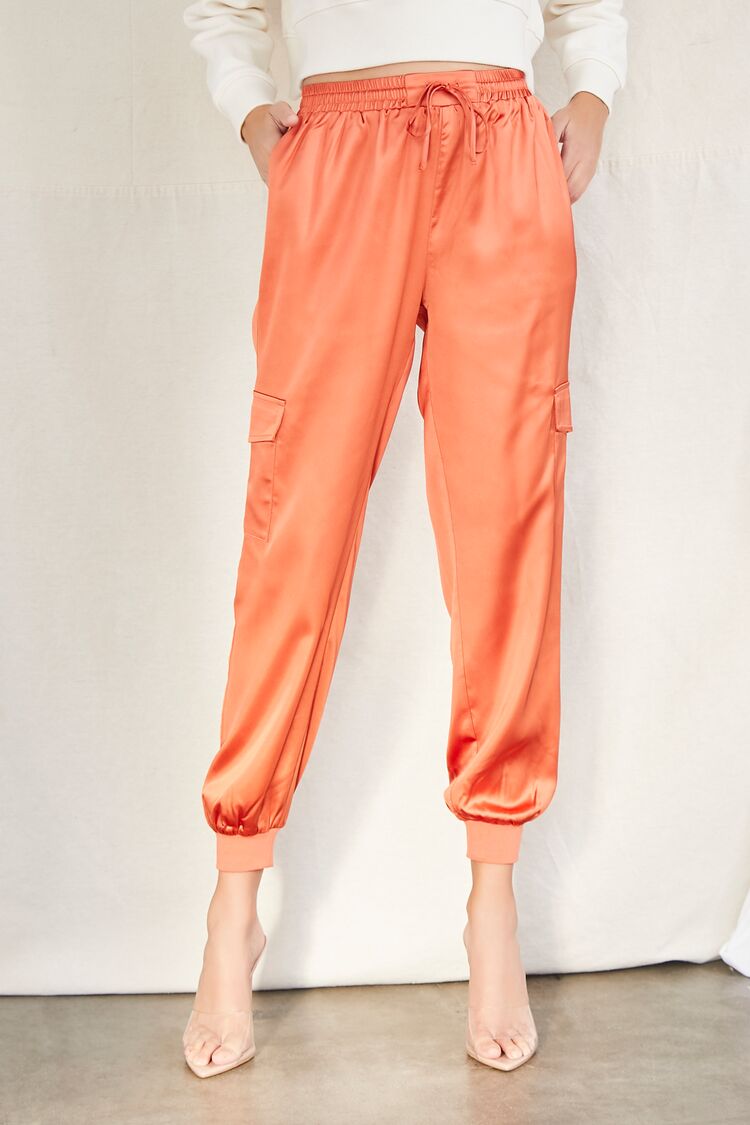 Satin Drawstring Ankle-Cut Joggers