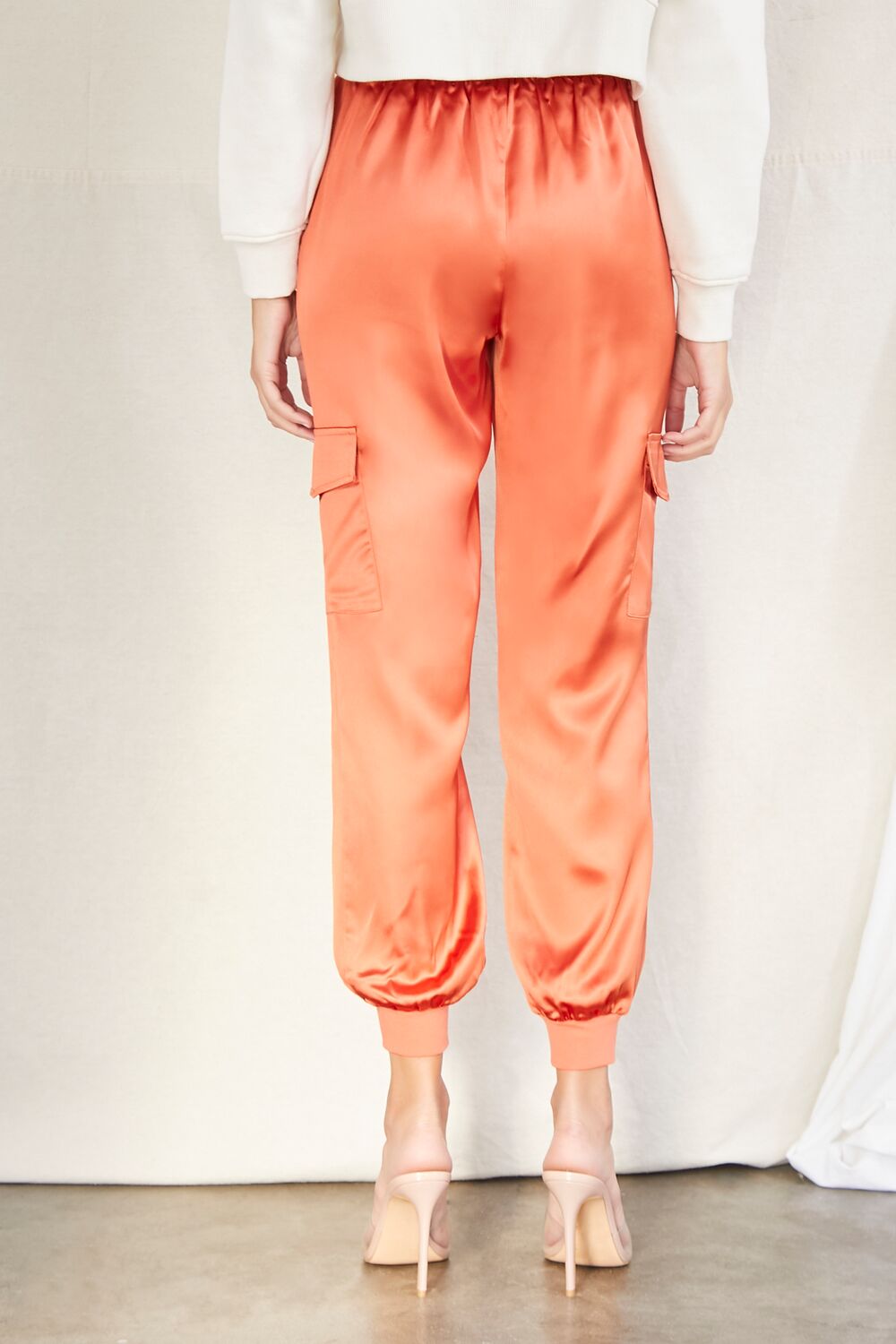 Satin Drawstring Ankle-Cut Joggers