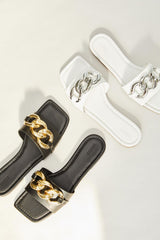 Chain Faux Leather Sandals
