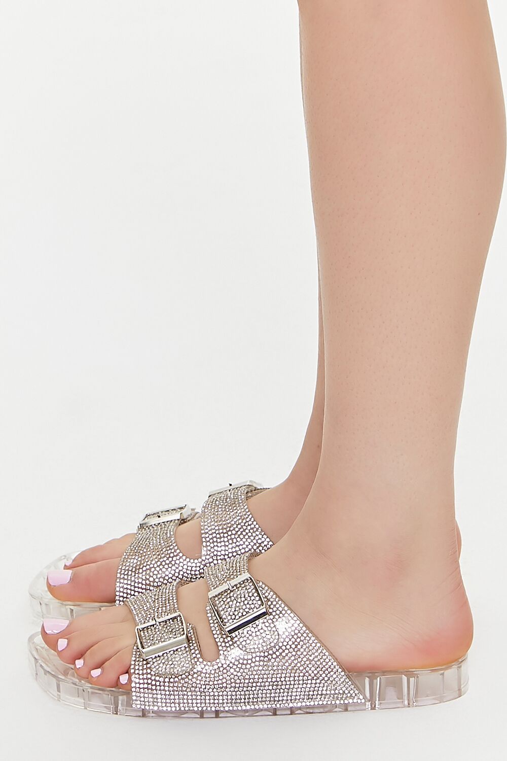 Rhinestone Buckled Jelly Sandals