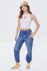 Teddy Bear Graphic Crop Top