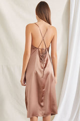 Satin Cowl Slip Dress