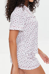 Floral Print Shirt & Shorts Pajama Set