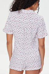 Floral Print Shirt & Shorts Pajama Set
