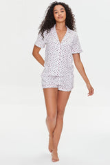 Floral Print Shirt & Shorts Pajama Set