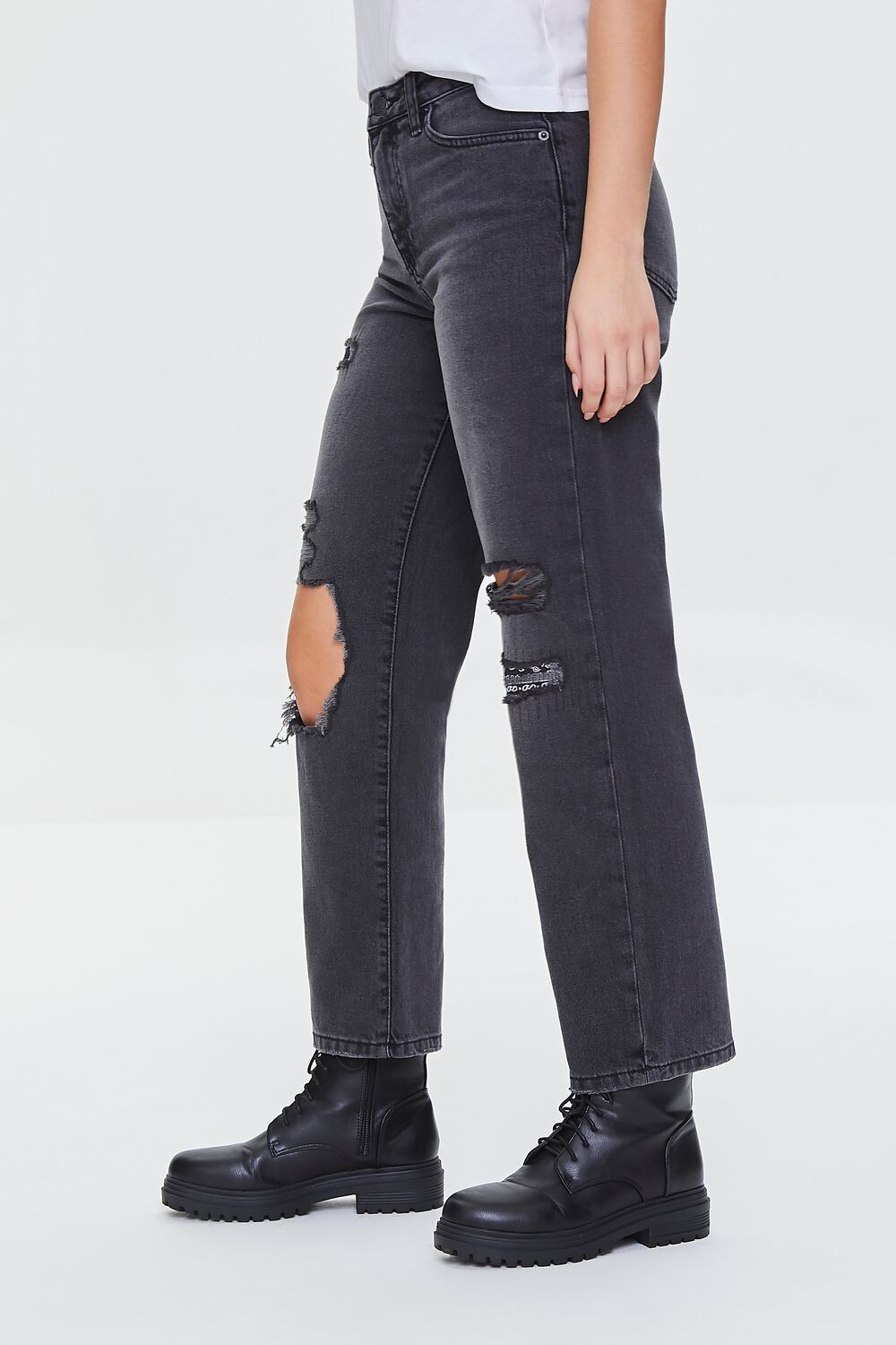 Distressed Straight-Leg Jeans