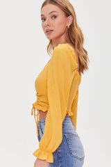 Ruched Drawstring Crop Top